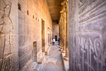 Abu Simbel, Egypt - Nov 9th 2018 - Tourists visiting the inside area in the temple of Abu Simbel in...