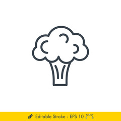 Broccoli Icon / Vector - In Line / Stroke Design