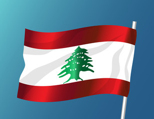 Lebanon waving vector flag isolated on sky background