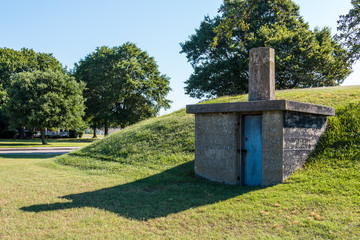 An outbuilding on the grounds of Fort Monroe in Hampton, Virginia.  