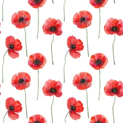 Wall murals Poppies Seamless pattern with poppies, hand drawn illustration