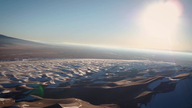 Aerial Drone Video of The Winter Landscape at The Great Sand Dunes in Alamosa, Colorado