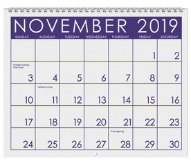 2019: Calendar: Month Of November