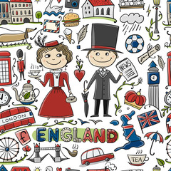 Travel to England. Seamless pattern for your design