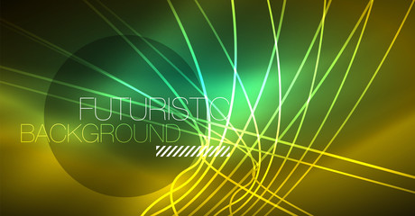 Neon glowing magic background, neon banner, night sky wallpaper. Magic light effect. Christmas abstract pattern.