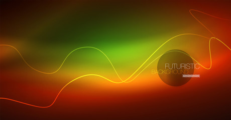 Neon lines wave background. Abstract composition