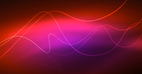 Fototapeta na wymiar Neon lines wave background. Abstract composition