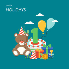 Happy holidays vector flat style design illustration