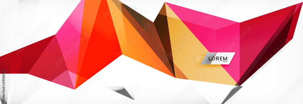 Wall mural mosaic triangular low poly style abstract geometric background. polygonal vector. abstract white bri