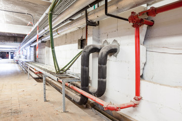 industrial pipelines in the basement