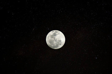 The full moon in the dark night.