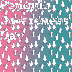Fototapeta na wymiar penguin awareness seamless poster with penguin silhouettes