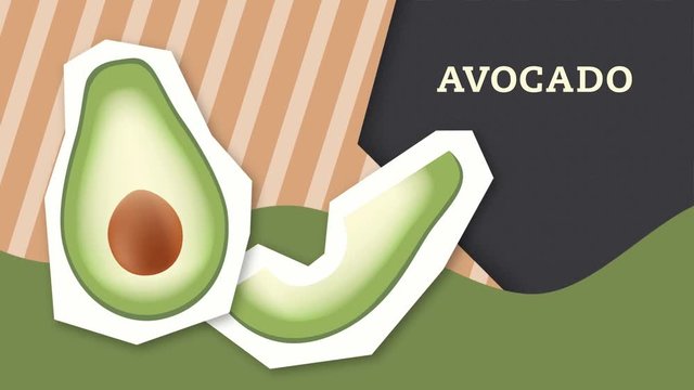 an animation with a moving avocado
