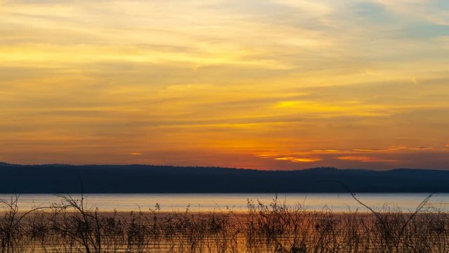 time lapse of sunset at Mun river, Lum Chae dam, Khonburi, Nakhon Ratichasima, Thailand