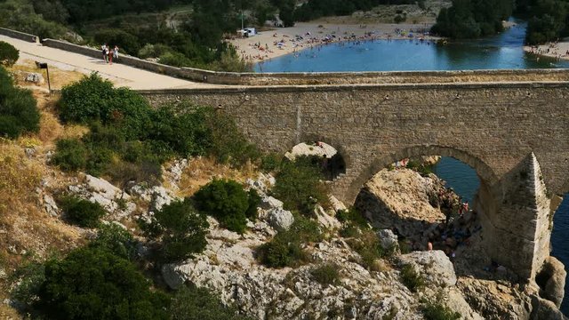 The Pont du Diable (Devill's bridge), Herault river, Herault, Occitanie, France