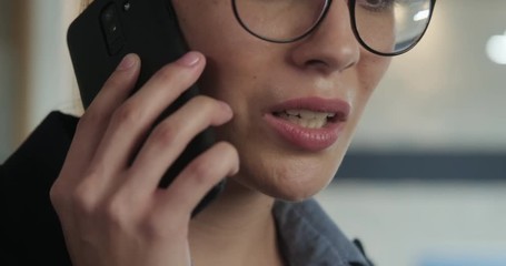 Slow Motion Hysterical Angry Business Woman Having Fight Over Phone