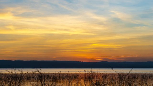 time lapse of sunset at Mun river, Lum Chae dam, Khonburi, Nakhon Ratichasima, Thailand