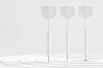 Darts hitting in the target.