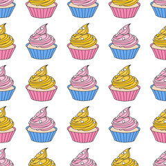 LOVE CAKE Valentine's Day Seamless Pattern Vector Illustration for Print, Fabric and Digital Paper.