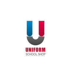 U letter vector icon for school uniform shop