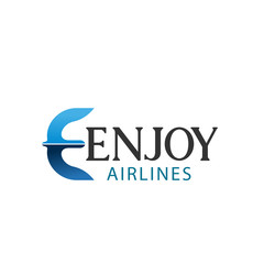 E letter vector icon for enjoy airlines company