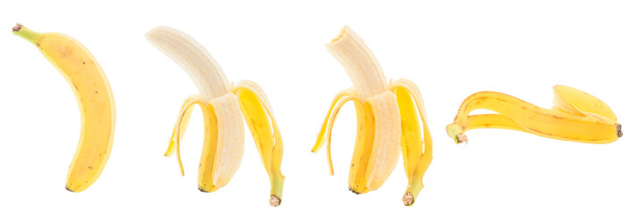 Four banana images isolated on white background