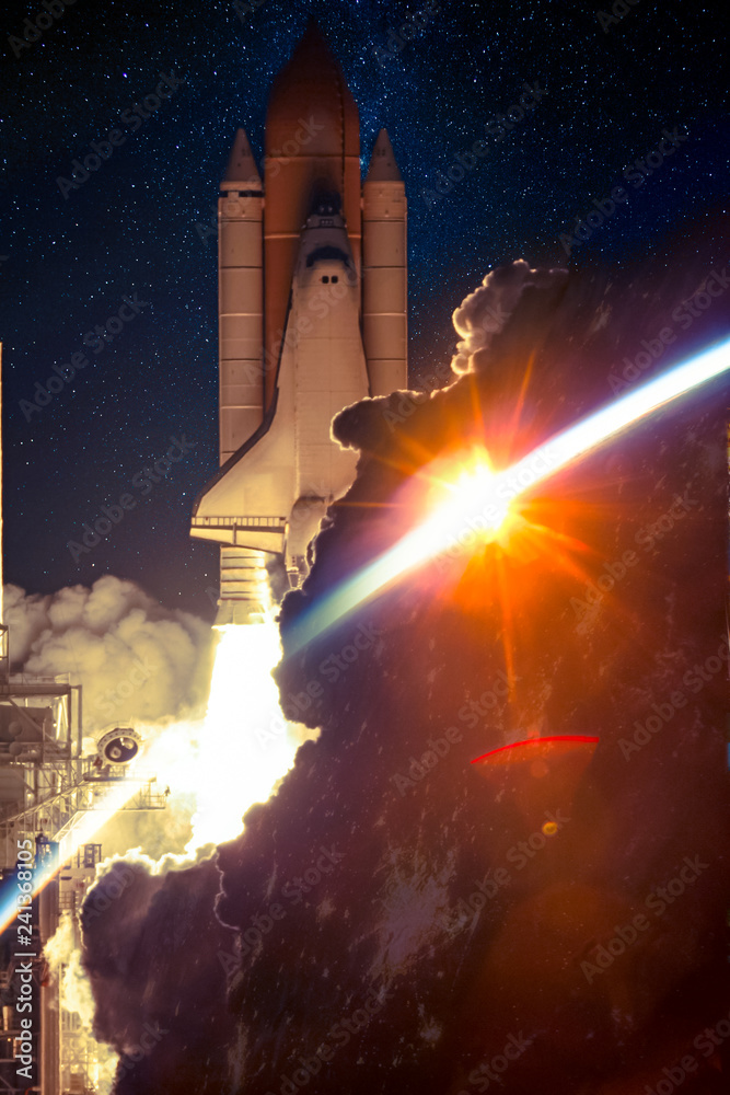 Canvas Prints spaceship launch at night. the elements of this image furnished by nasa.
