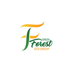 Obraz na płótnie Canvas Vector letter F icon for green eco group