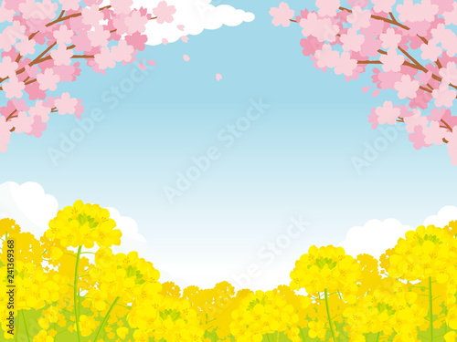 桜と菜の花 背景イラスト Wall Mural Wallpaper Murals Perori
