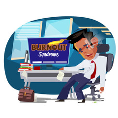Burnout Syndeome man at work - vector