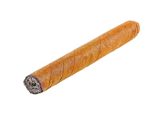 Smoking havana cigar isolated on a white background