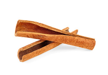 Cinnamon sticks spice isolated on white background, closeup.