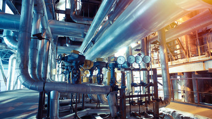 Industrial Steel pipelines, valves, cables and walkways