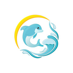Dolphin vector drawing icon