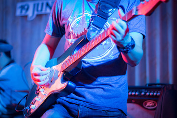 Naklejka premium Musicians are playing the guitar.