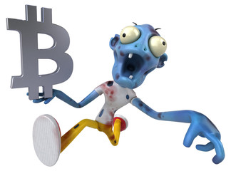 Zombie and bitcoin - 3D Illustration