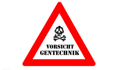 Gentechnik Warnschild mit Totenkopf