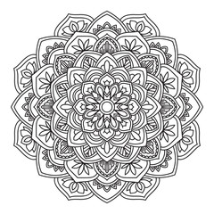 Fototapeta premium Mandala isolated on white background. Vintage decorative elements. Islam, Arabic, Indian, moroccan, ottoman motifs. Outline hand drawn. Vector illustration.