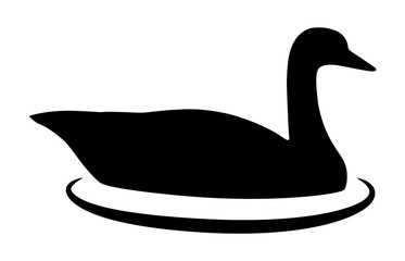 A duck swimming in water causing a ripple flat vector icon for animal apps and websites