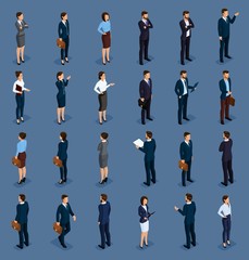 Isometric Set Businessmen and Businesswomen