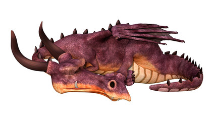 3D Rendering Fairy Tale Dragon on White