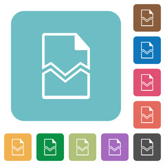 Broken page rounded square flat icons
