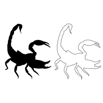 Scorpio silhouette outline vector icon eps set