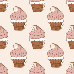 Cupcake seamless pattern