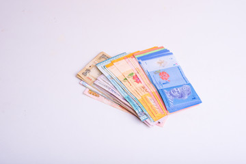 Ringgit Malaysia money note on white background