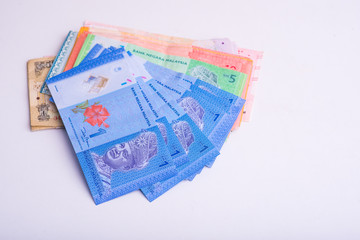 Ringgit Malaysia money note on white background