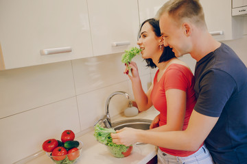 couple in a kitchen