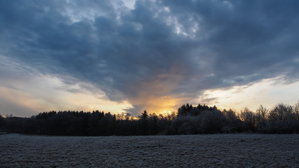 sunrise on a freezing december day