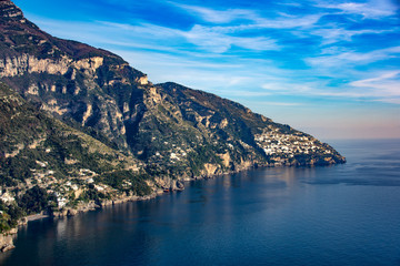 Obraz premium Landscape Positano bay, from Amalfi Coast Italy