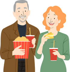Senior Couple Movie Illustration